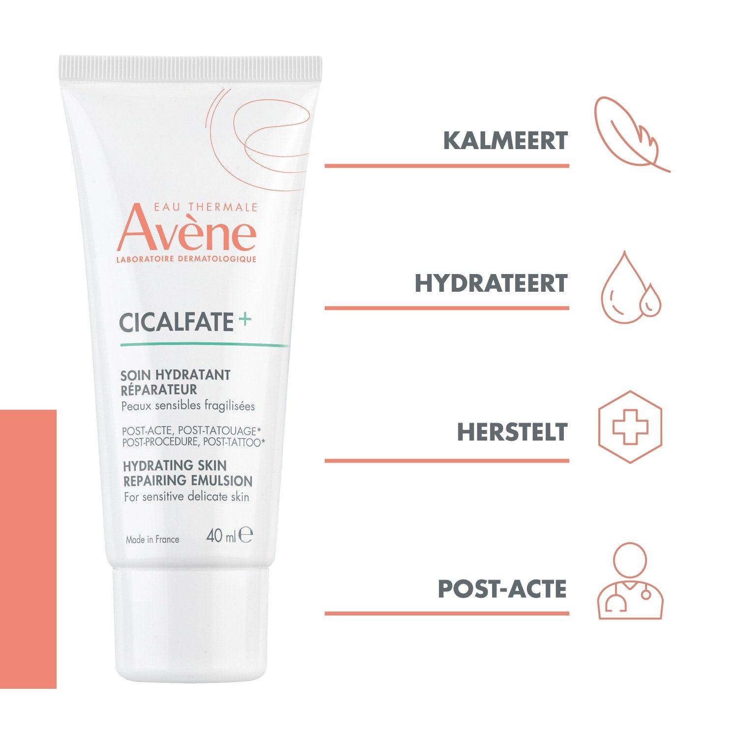 Avène Cicalfate+ krema za lice: hidratantna i regenerirajuća njega za osjetljivu i oslabljenu kožu, 40 ml
