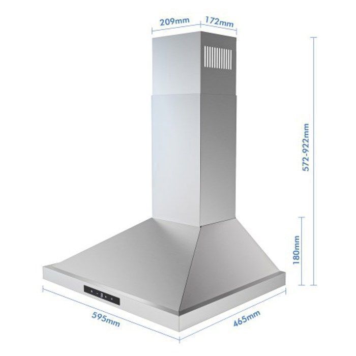 FIREGAS afzuigkap van 60 cm, 3 snelheden, recirculatie 335 m³/u met CC130 actiefkoolfilter