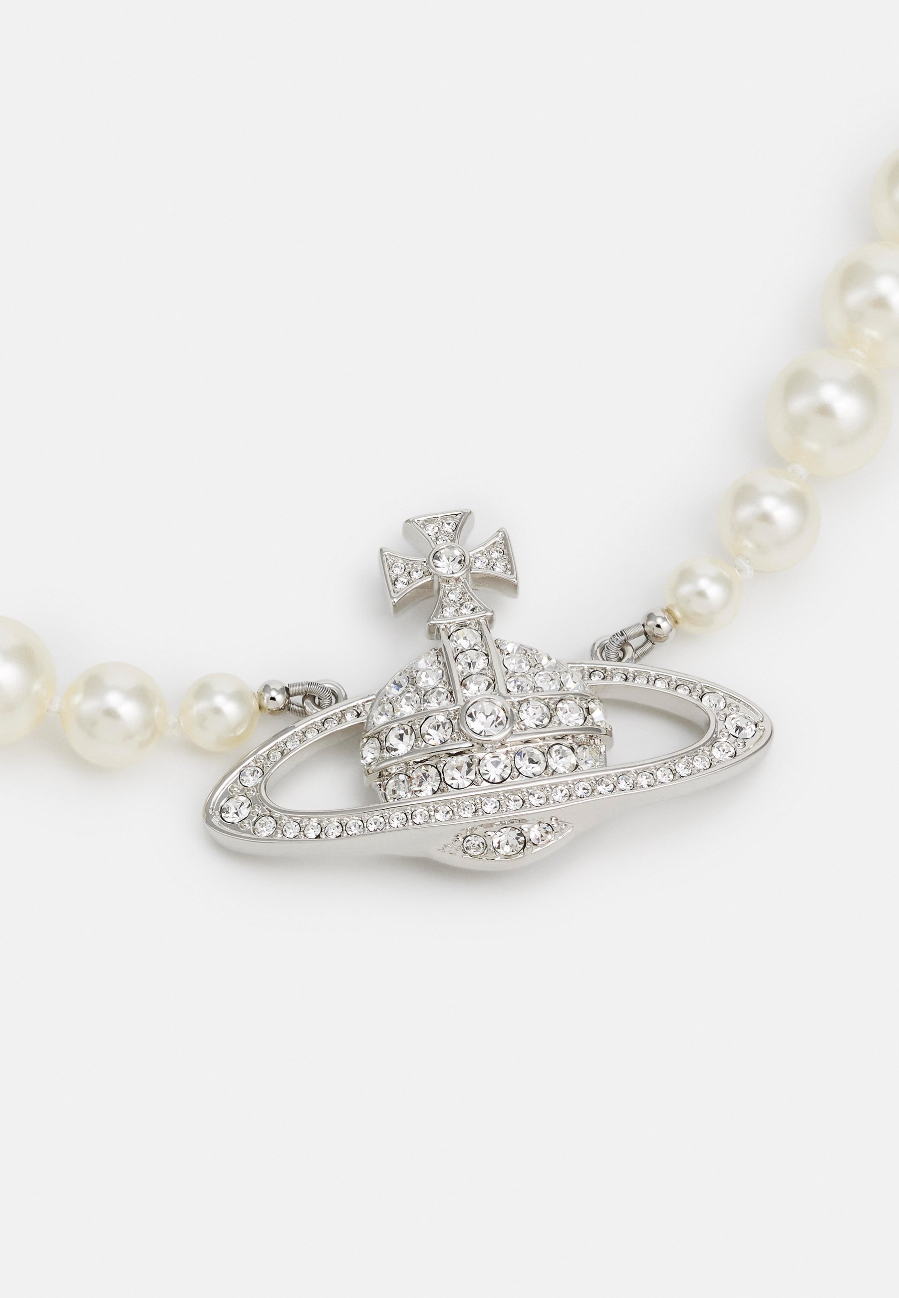 Vivienne Westwood ONE ROW BAS RELIEF CHOKER - Halsketting - crème/zilverkleurig