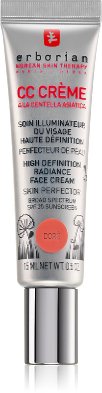 Erborian CC Crème Centella Asiatica – aufhellende Creme für einen ebenmäßigen Teint, LSF 25, kleine Packung