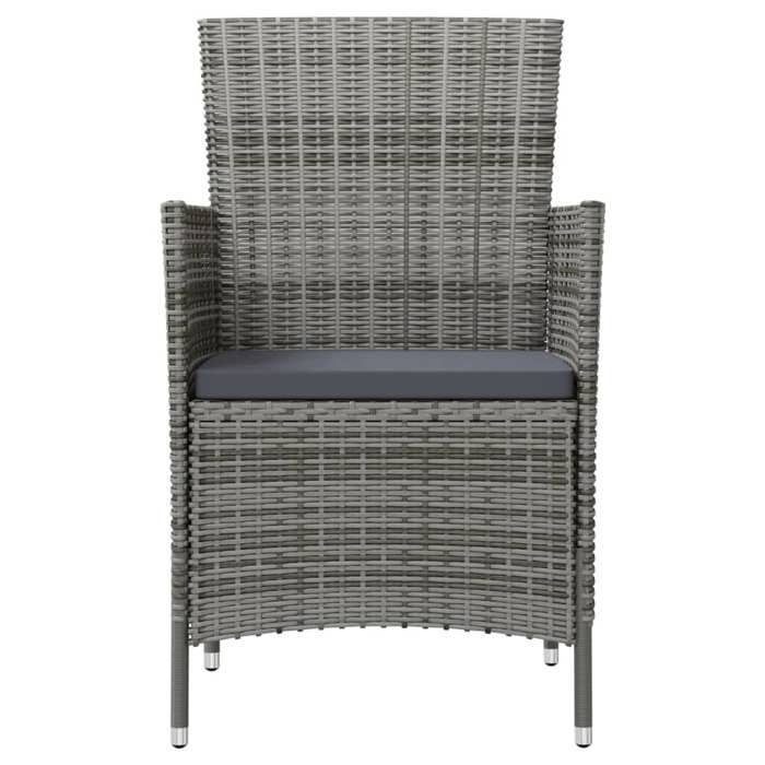 Conjunto de comedor de exterior - vidaXL - Resina de mimbre - Gris - Mesa 90x90x75 cm - Silla 61x60x88 cm