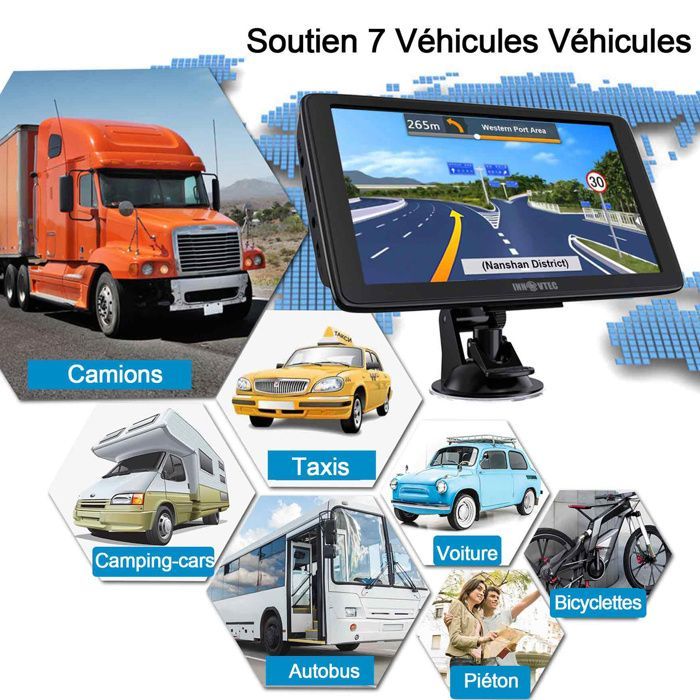 Sistema de navegación GPS para coche - INNOVTEC - Pantalla táctil HD de 7 pulgadas - Guía por voz - 47 países europeos