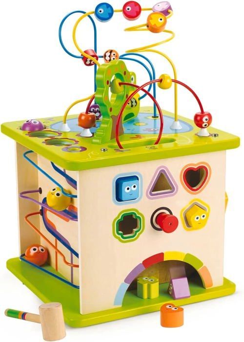 Hape Country Critters Activity Cube - Wooden developmental toy for babies 12 months and older