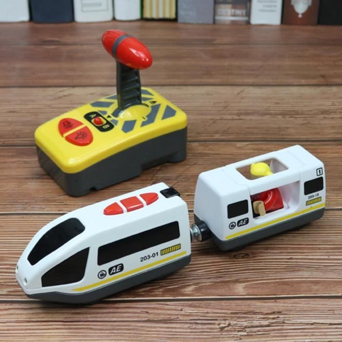 ESTINK Jouet Train Électrique Télécommandé pour Enfants Compatible avec Circuit en Bois