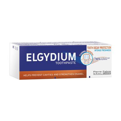 Elgydium Tooth Decay Protection Intense Fresh -hammastahna reikiintymisen ehkäisyyn fluorinolia sisältävällä 75 ml