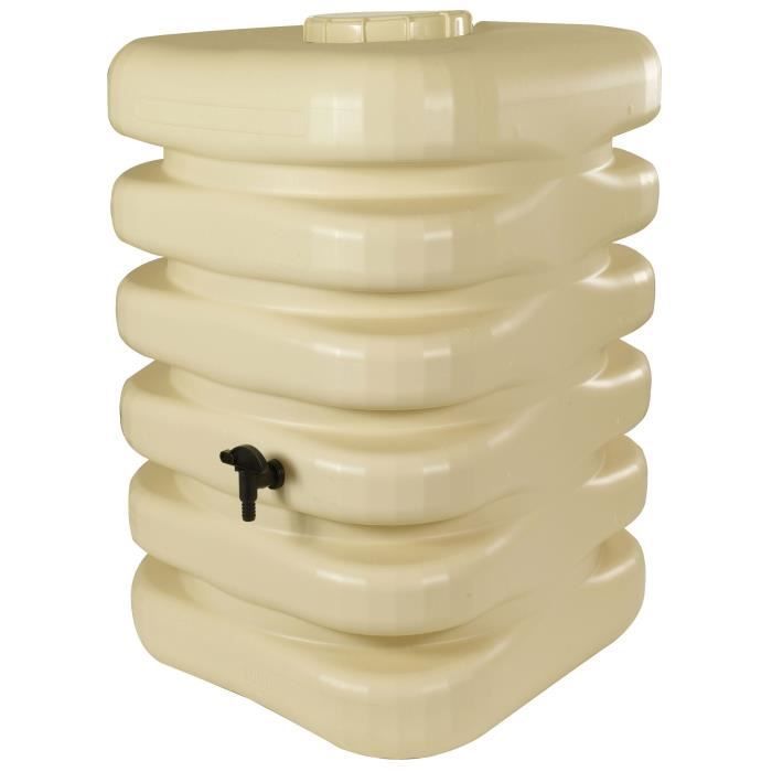 Récupérateur d'eau - BELLI - Cubique - 350 litres - Beige - Polyéthylène - 60x60x120 cm