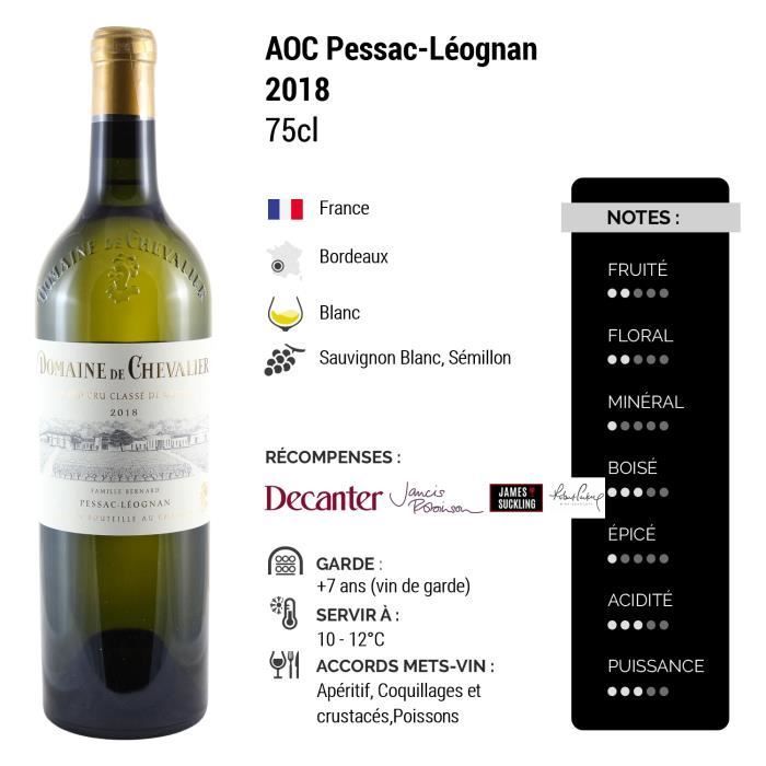 Domaine de Chevalier Blanc 2018 - Lot de 6x75cl - Vin Blanc de Bordeaux - Appellation AOC Pessac-Léognan - 94-100 Decanter -