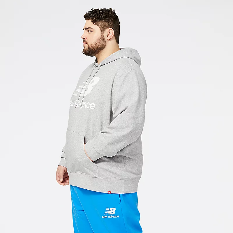 Φούτερ με κουκούλα NB Essentials με λογότυπο Stacked Po για άνδρες – Γκρι, Αθλητικά