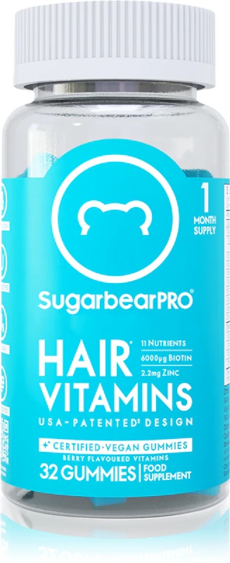Prehransko dopolnilo SugarbearPRO® Hair Vitamins v obliki gumijastih medvedkov za čvrstejšo kožo in lepe lase