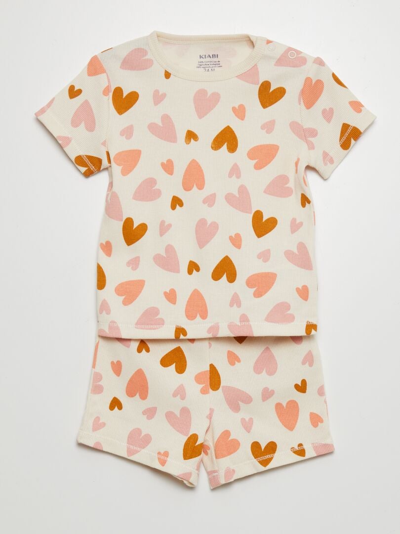 Set pijama tricou + pantaloni scurți - 2 piese - BEJ