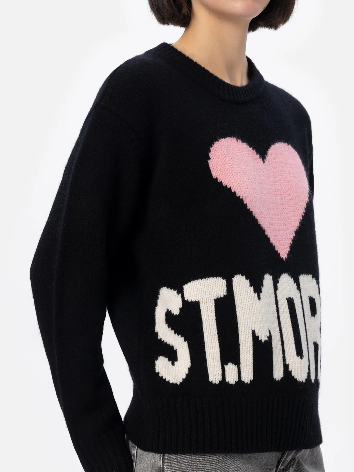Maglione da donna nero fair isle Kyla con jacquard St. Moritz