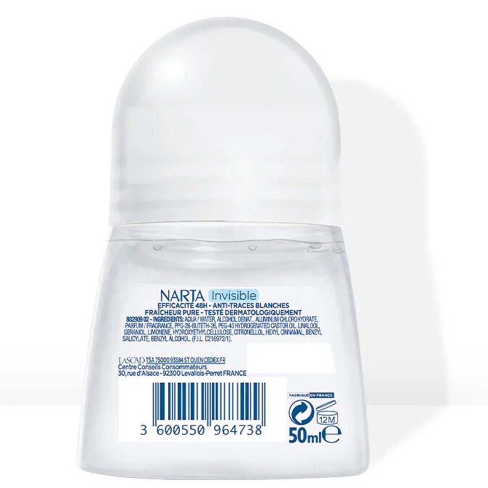 Narta Déodorant Anti-Traces 48h Invisible - Fraicheur Pure 50ml