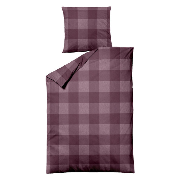 Bettwäsche Jacquard-Feinbiber 135/200 + 80/80 cm, Karo bordeaux