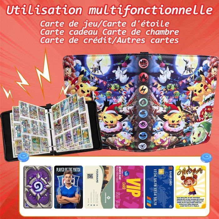 Álbum para tarjetas coleccionables - WENZYLIQUOX - 900 bolsillos - 50 páginas extraíbles - Resistente al agua - Cierre de cremallera