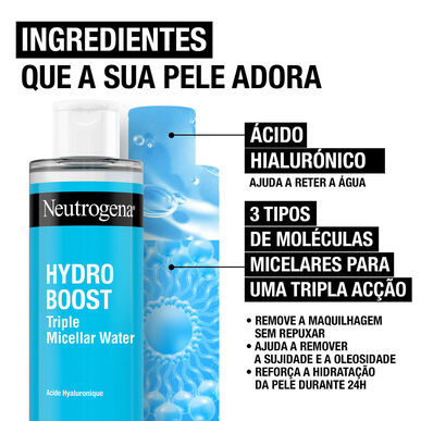 Neutrogena Hydro Boost Triple Action Misellivesi Meikinpoistoaine Hyaluronihapolla 400 ml