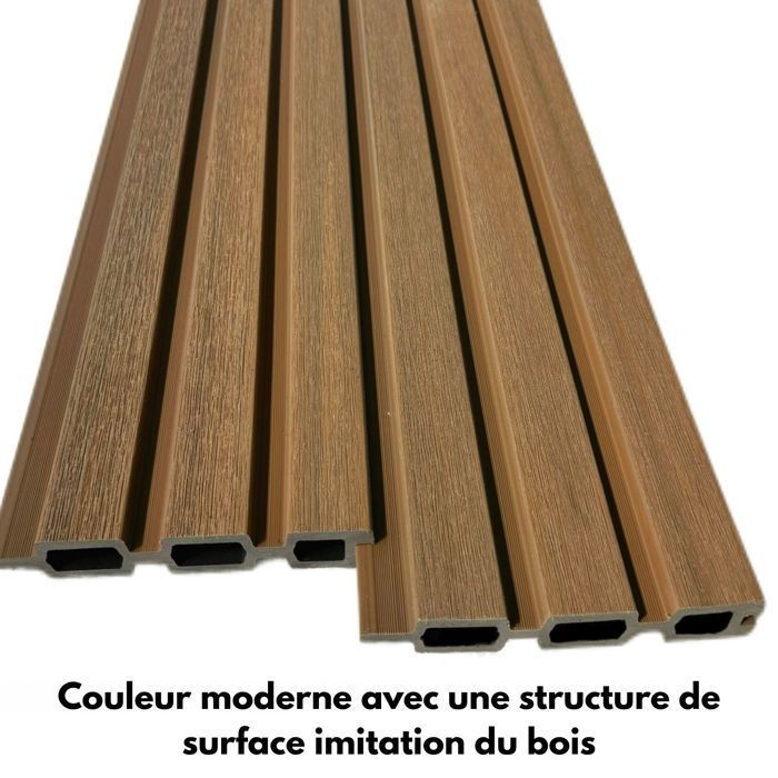 Kit de valla, listones macizos, kit completo, 1,80 m x 1,80 m, 21 mm de espesor, teca