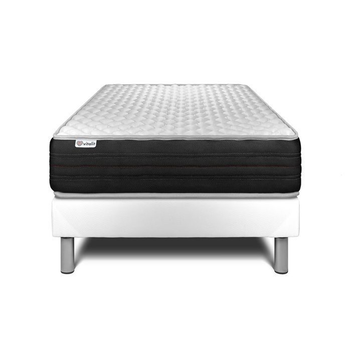 Conjunto de colchón y base de cama de 90x200 cm - Base de cama blanca (premontada) - Vitalmemo One White