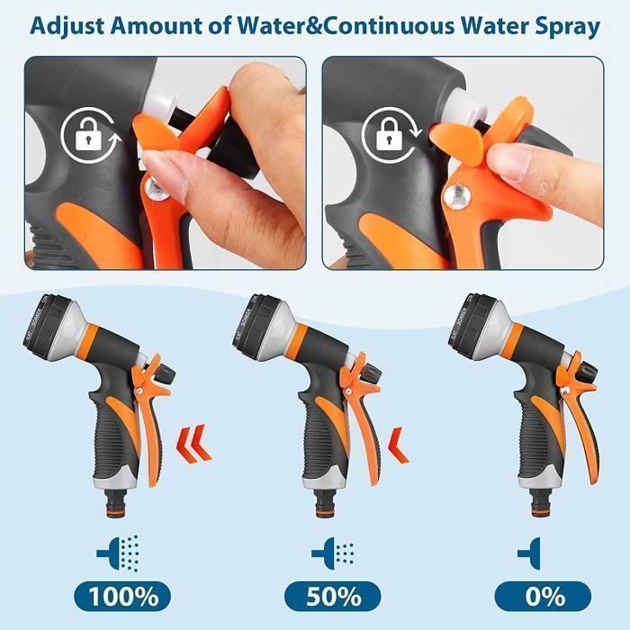 Pistola de riego ajustable, pistola de agua pulverizadora de 8 funciones, pistola de agua de alta presión