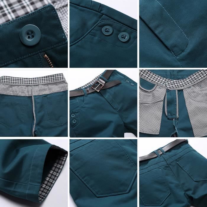 Bermuda Homme Cargo Bermuda Couleur unie - Vert foncé