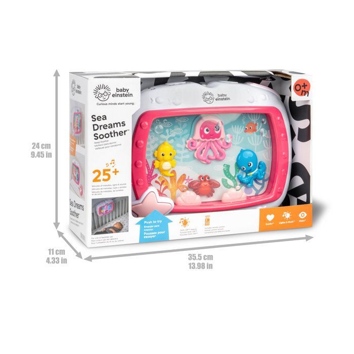 BABY EINSTEIN – Lámpara de noche para bebé Sueños Oceánicos – Sonidos musicales de acuario y océano, control remoto, rosa