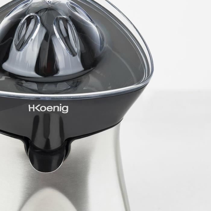 Presse-agrume électrique - H.KOENIG AGR60 - 2 cônes interchangeables - Bec verseur anti-goutte - Inox