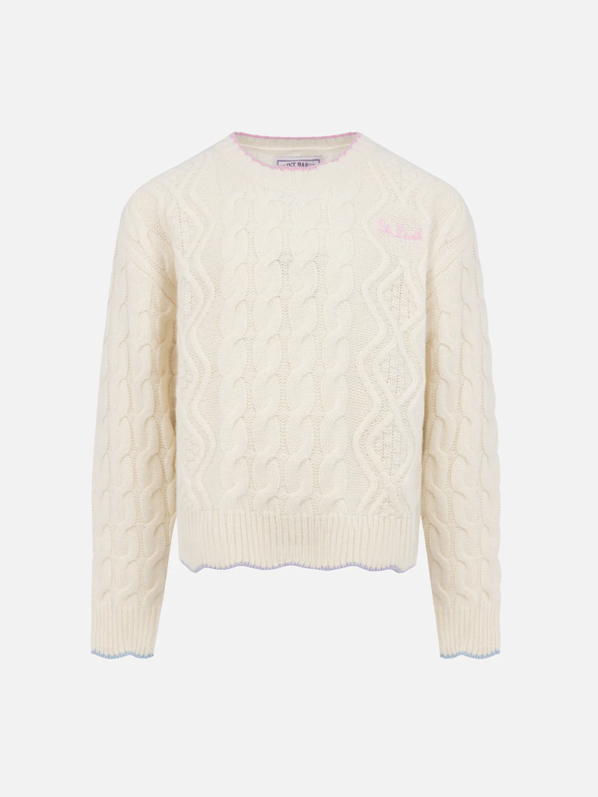 Maglione bianco da bambina tricot Gretta con dettagli a contrasto