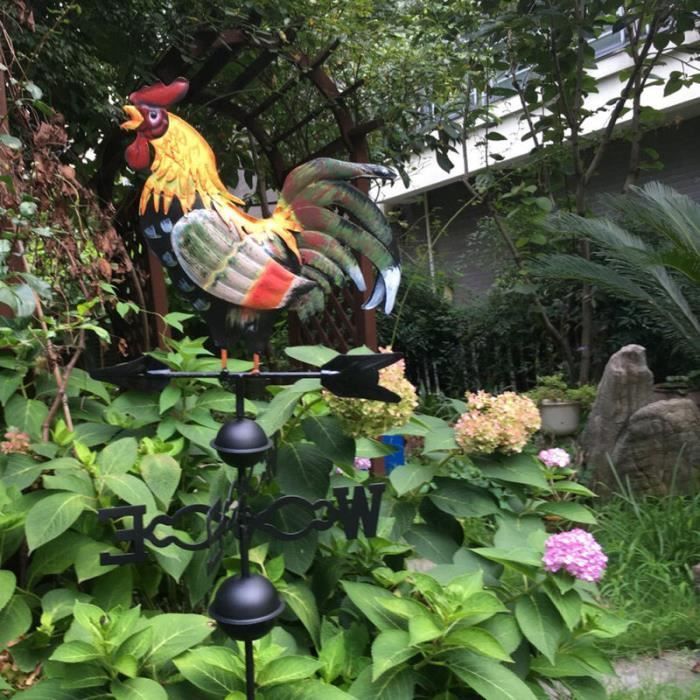 Girouette - YYV - Coq - Métal - Multicolore - Décoration de jardin