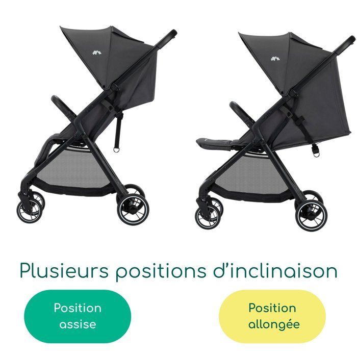 Bebeconfort Azur, poussette canne compacte, 0-3 ans (15 kg), pliage automatique à une main, panier spacieux, Mineral Graphite