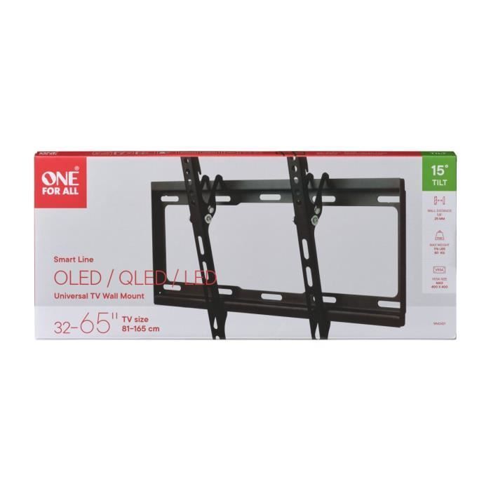 ONE FOR ALL WM2421 – Wandhalterung mit 15° Neigungsverstellung für Fernseher von 81 bis 165 cm (32 bis 65 Zoll) – Schwarz