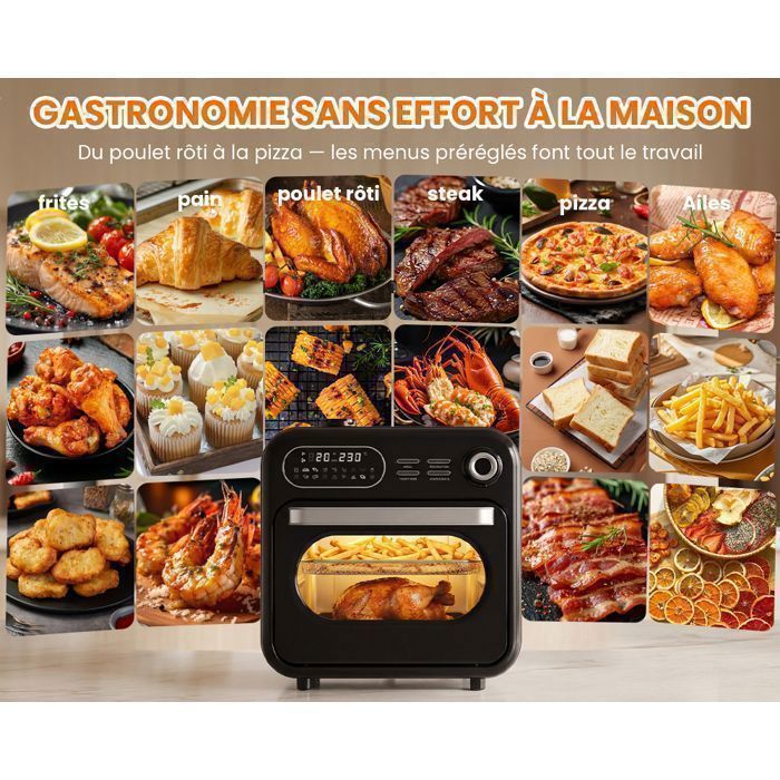 Urbiola 17L XXL Dual Zone Air Fryer with Visible Window - Integrated Steam, 18 Programs, 1400W