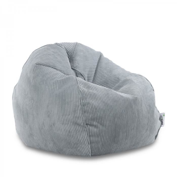 Sillón tipo puf, bolso de pana azul brillante
