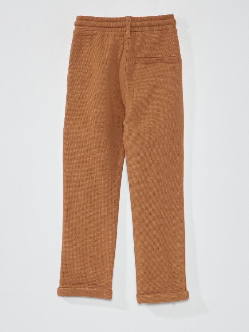 Katoenen piqué broek - slankere pasvorm - BEIGE