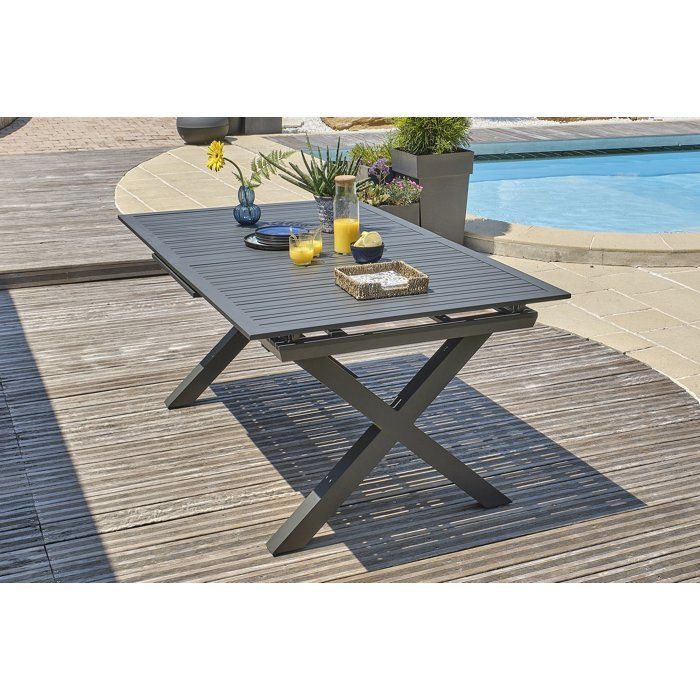 Garden table - Anthracite grey - Aluminium - 10 seats - 180/240 x 100 cm - Florida
