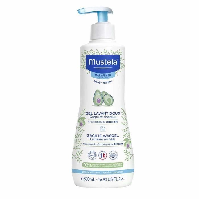Gel de Limpeza Suave Mustela para Corpo e Cabelo com Abacate Orgânico 500ml