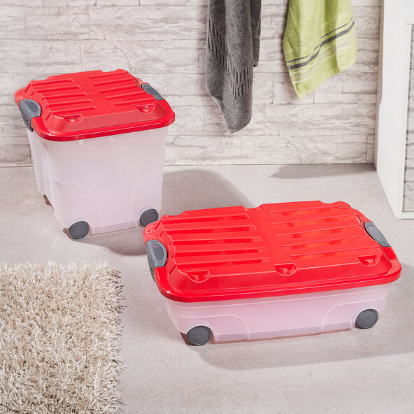 Aufbewahrungsbox mit Rollen, 22 l, 4-tlg.