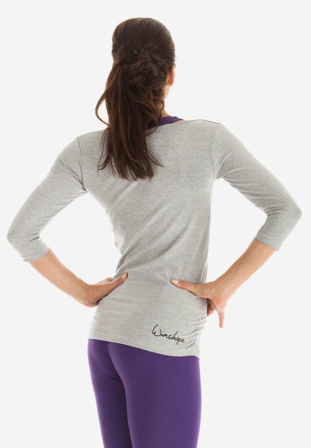 Blusa de manga comprida Winshape - cinza mesclado