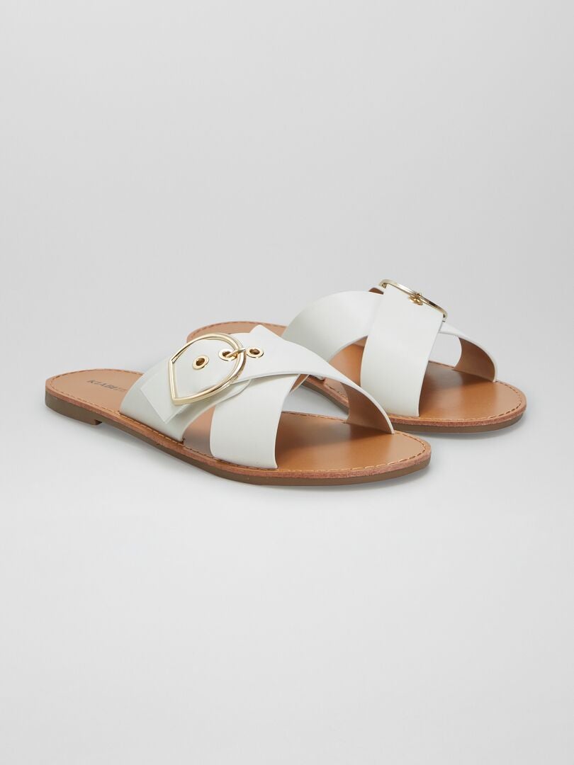 Sandalen met gespdetails - WIT