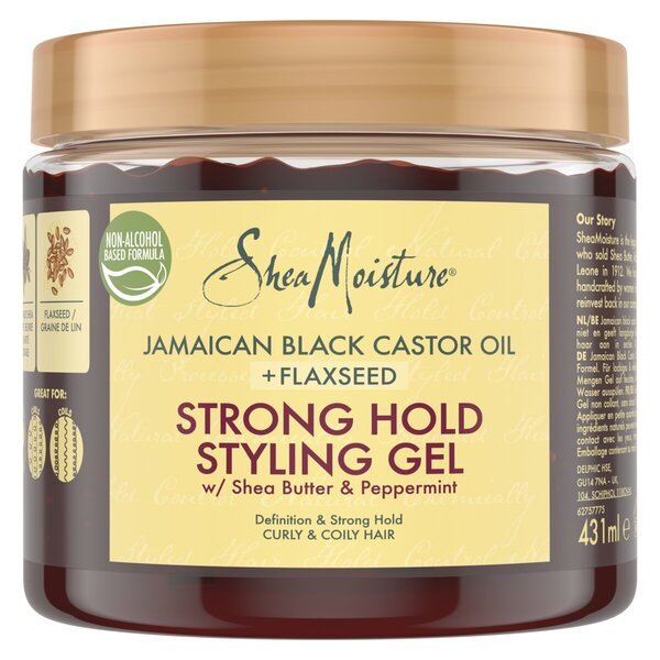 Stylingový gél SheaMoisture s jamajským čiernym ricínovým olejom a ľanovým semienkom so silnou fixáciou<br>431ml