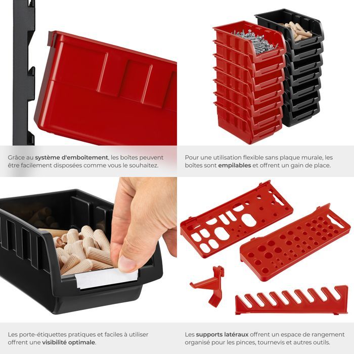 Organizador - TECTAKE - Cargador de piezas pequeñas con 28 cajas apilables, soportes para herramientas y portatarjetas.