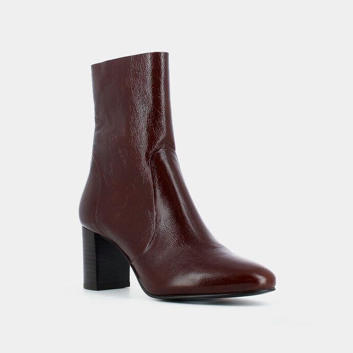 Bottines à talon  en cuir vieilli marron
