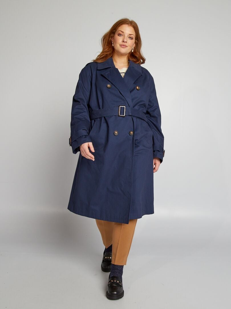 Lange trenchcoat - marineblauw