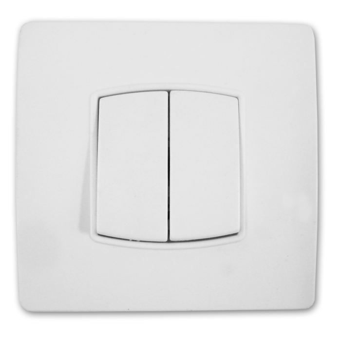 Interruptor duplo de duas vias Diwone branco com parafusos e garras