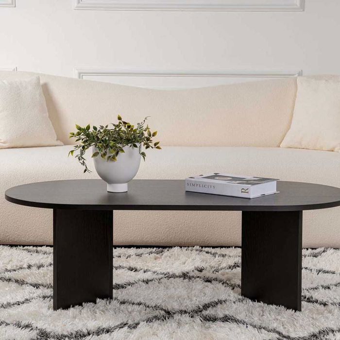 Table basse ovale en aggloméré coloris noir L119 cm - IRIS