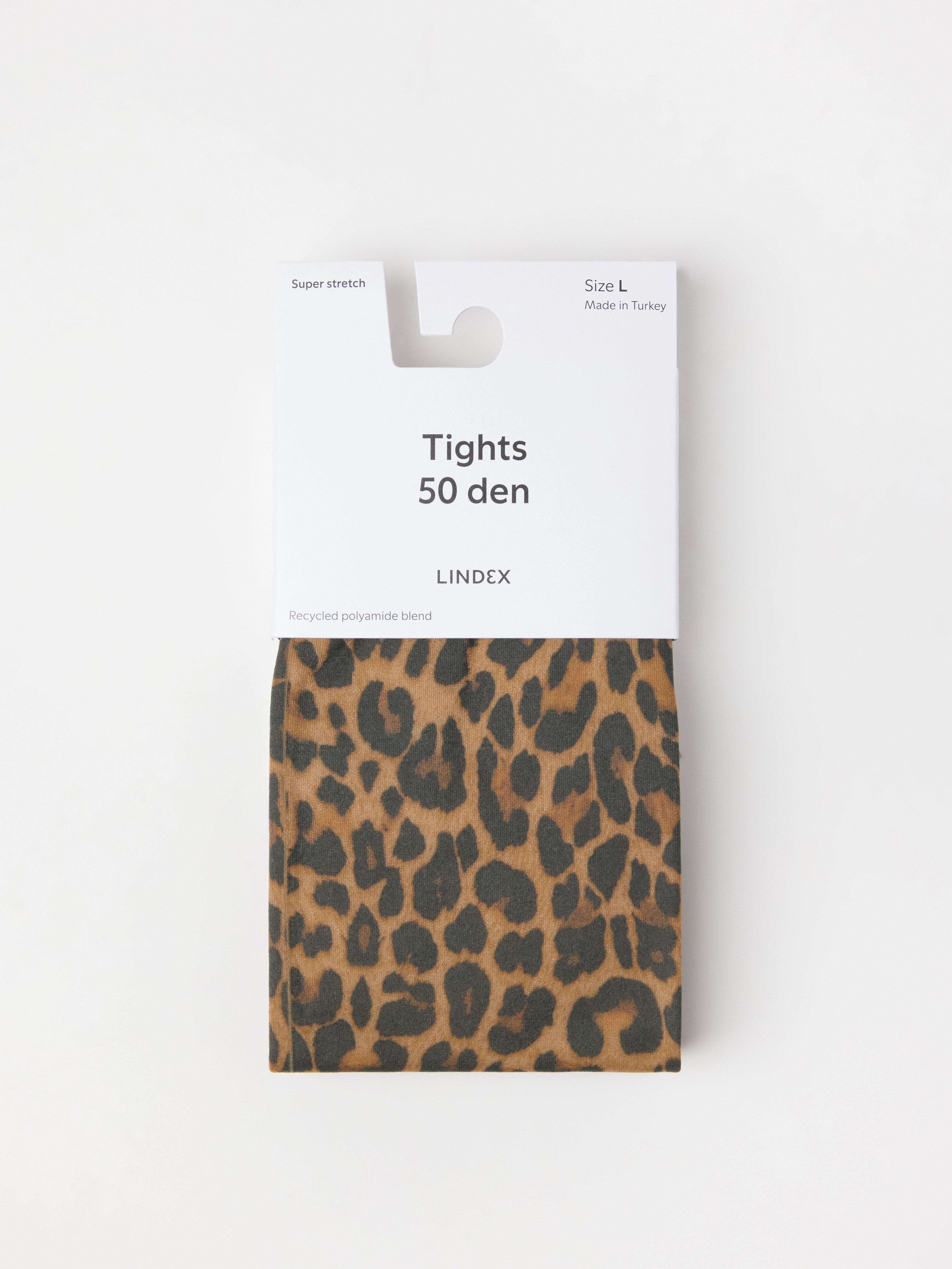 Punčocháče s leopardím vzorem 50 denier béžové