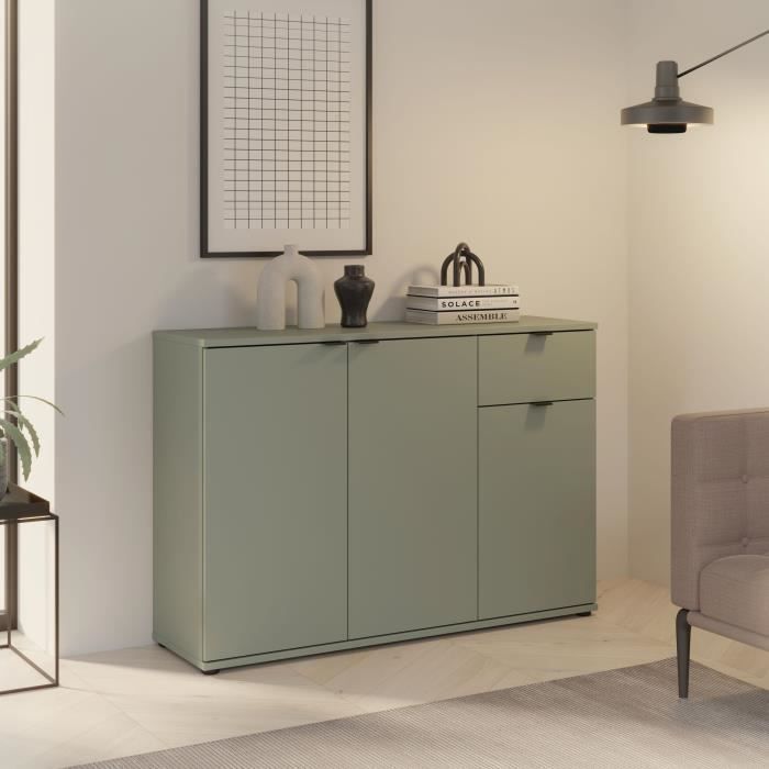 Aparador - GANYMEDE - 3 puertas - 1 cajón - Salvia - 119,8 x 34,1 x 82,3 cm