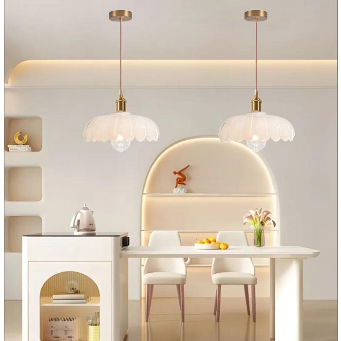 iDEGU 2x Lámparas colgantes modernas de cristal, lámpara de techo vintage de 25 cm con pantalla de diseño floral, lámpara de techo E27 para sala de estar/dormitorio
