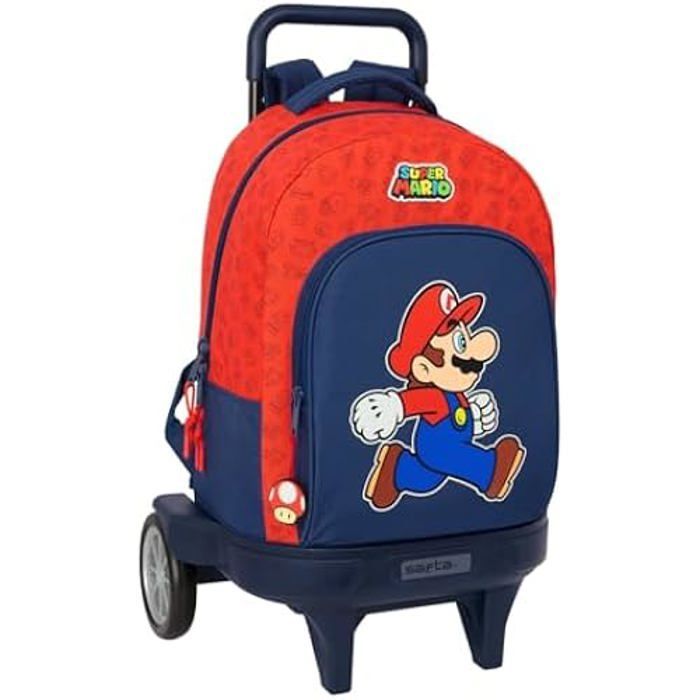 Zaino con ruote - SAFTA - SUPER MARIO TRICK - Compatto - Rimovibile - Per bambini