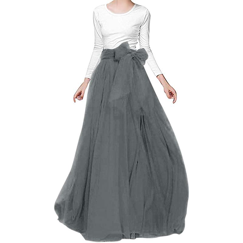 Gonna lunga in tulle da donna, ideale per matrimoni e damigelle, con cintura, perfetta per la sera del matrimonio.