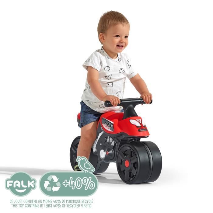 Bicicletta senza pedali Baby Moto Falk Racing Team - Ruote larghe - Rossa - 40% plastica riciclata - FALK