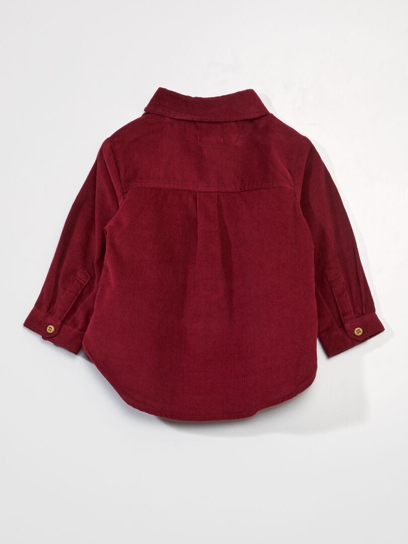 Camisa de veludo de cor sólida - VERMELHA